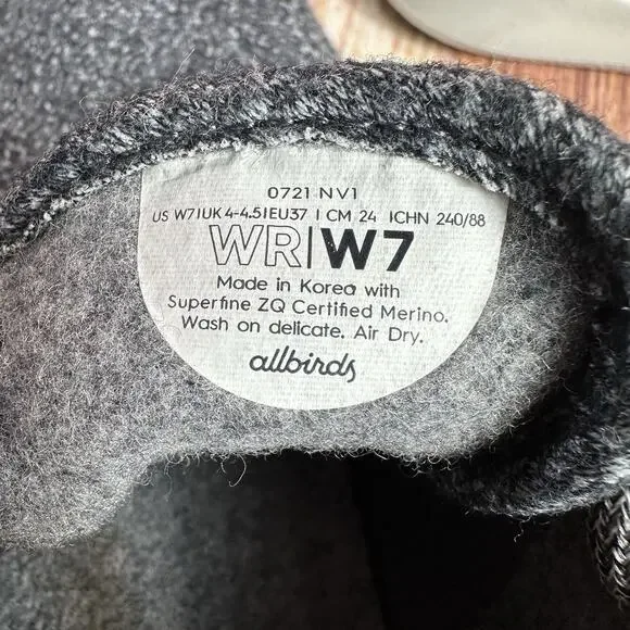 Allbirds Merino WOOL RUNNER MIZZLE Womens Size 7 Gray Sneakers Athletic Shoes WR - Picture 11 of 11